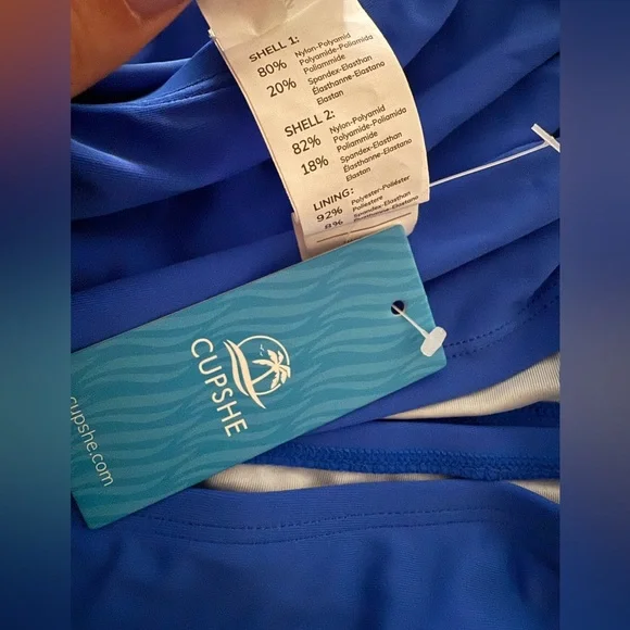 Cupshe Cupshe Blue Ruched Tankini Bikini - Picture 9 of 9